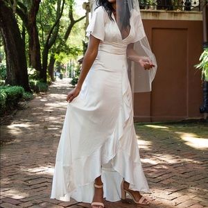 White satin wedding dress